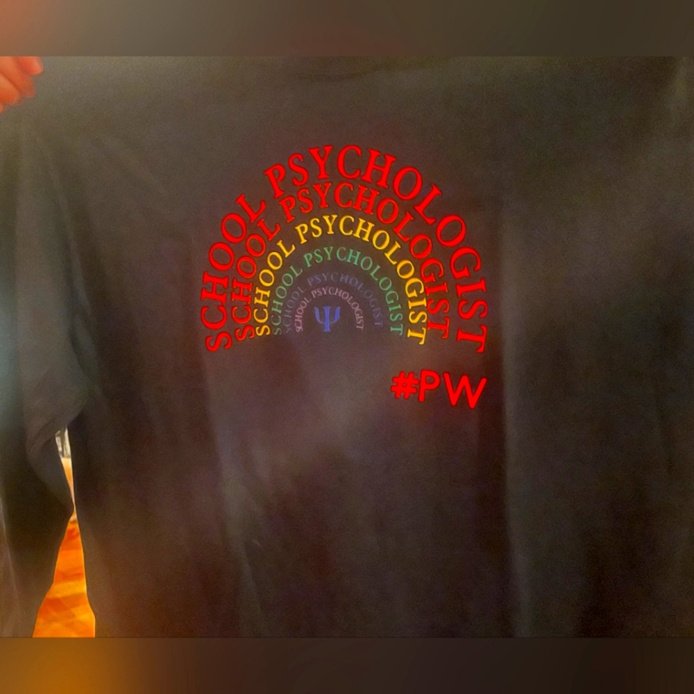 Black Unisex Rainbow School Psychologist T-Shirt Long or Short Sleeve